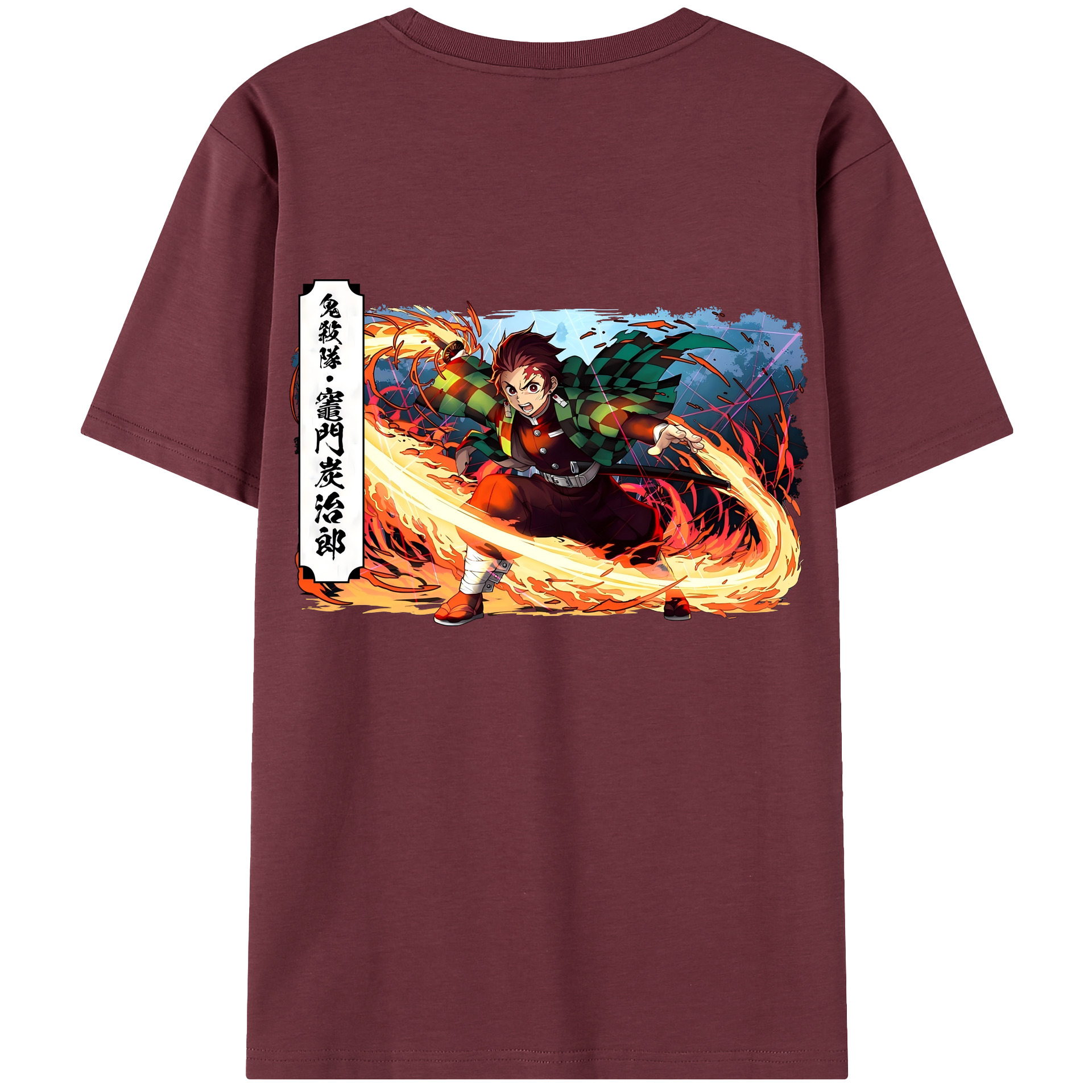 （画像用） 鬼滅の刃 竈門 炭治郎／かまど たんじろう Kamado Tanjirou 綿100％半袖Tシャツ（背面プリント）